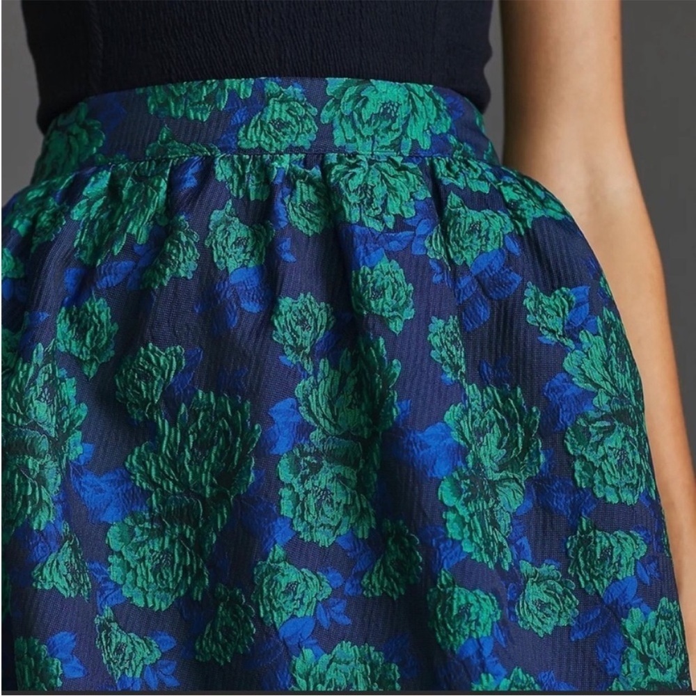Anthropologie Green and Blue Floral A-Line Skirt - Picture 12 of 12